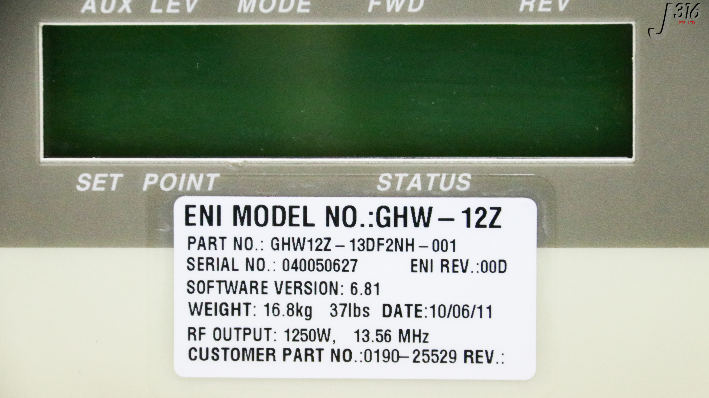 32974 ENI RF GENERATOR, GENESIS, 1250W 13.56MHZ, P/N: GHW12Z
